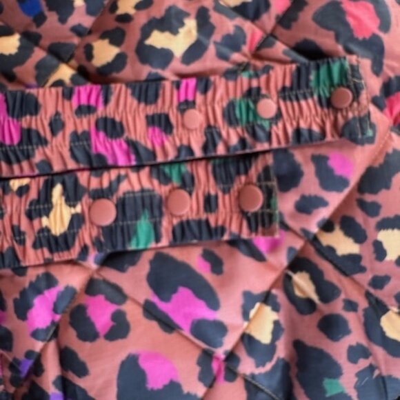 FARM Rio Reversible Hooded Puffer Coat Animal Print Dopamine Tropical - Picture 13 of 16